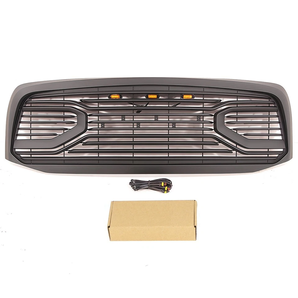 Parrilla delantera para Dodge RAM 1500 2006-2008 Big Horn parrilla de parachoques negra con luces Foto 2 de 4