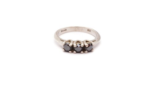 Vintage Ring Sterlingsilber 925 schwarzer Stein Größe 5
