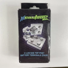 Pair ILL Customz 4 Spot Flat Lug Battery Terminal SAE Top Post Clamp