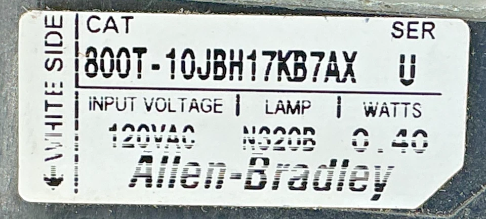 New Allen Bradley 800T-10JBH17KB7AX Ser U Selector Switch 3Pos 120VAC - No Box - Image 3 of 4