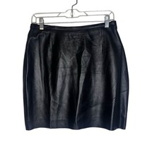 90s Vintage 100 Leather Women Black Short Skirt