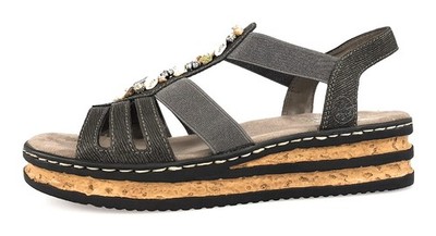 Rieker Ripple Damenschuhe Sandalen Flach Grau Freizeit