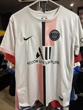 Mbappe Nike Paris Saint Germain 21 Away Jersey 'White Pink' Sz medium