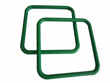 Pair of 7" Kelly Green Square Plastic Macrame Craft Handbag Purse Handles