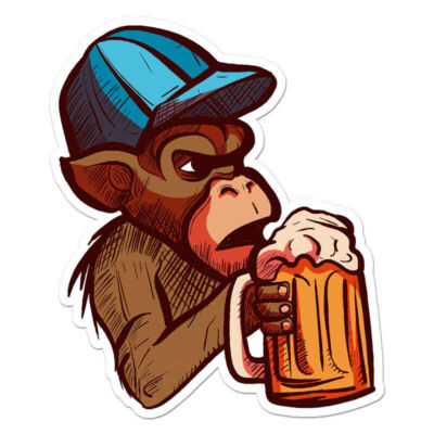 Monkey Chimp Beer Sticker Decal