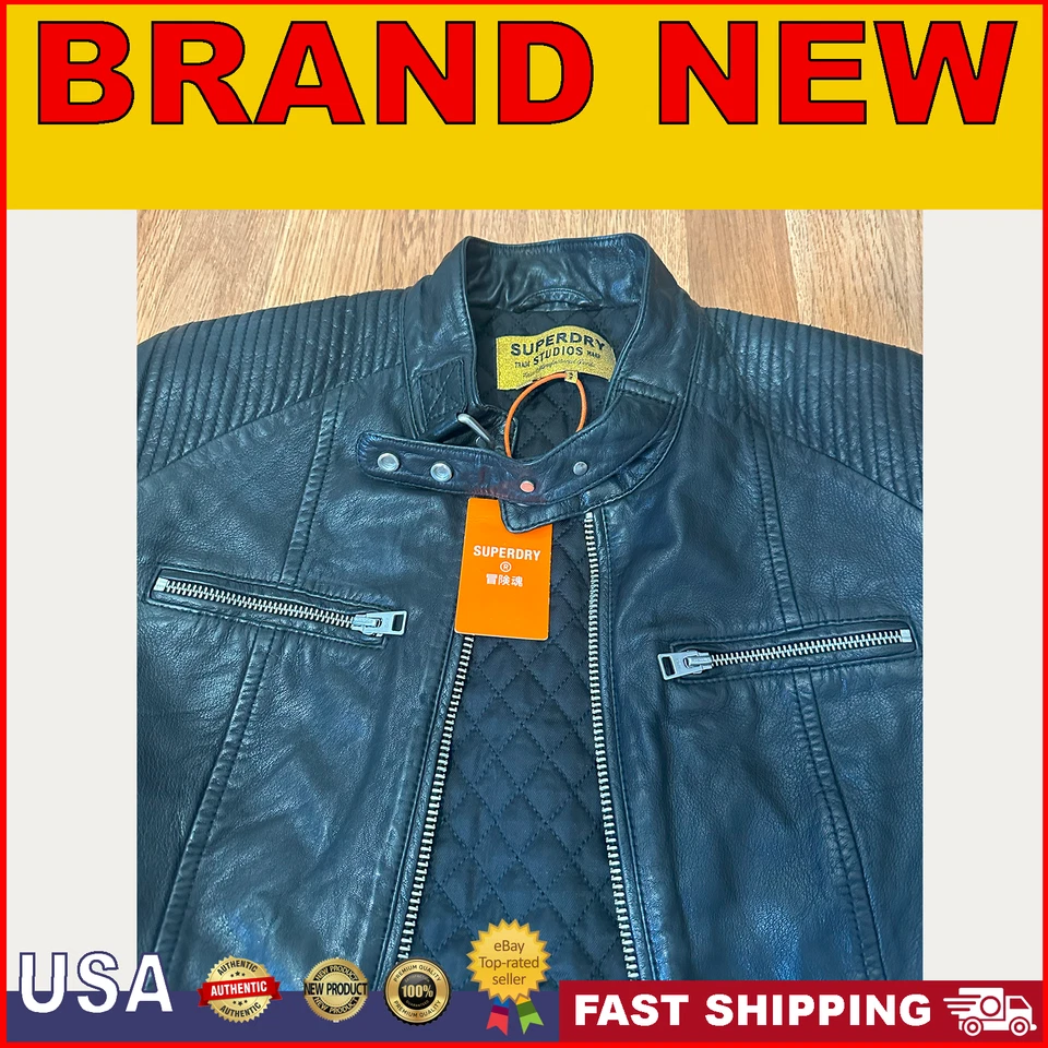 Superdry True Studios - Chaqueta Corredora de Cuero Premium Rara - Talla Regular 12 Foto 2 de 4