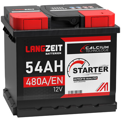 LANGZEIT Autobatterie 12V 54Ah ersetzt 40AH 43AH 44AH 45AH 46AH 50AH 52AH 53Ah