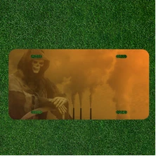 Custom Personalized License Plate Auto Tag With Grim Reaper Skull Design