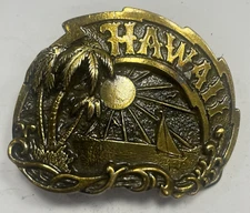Vintage 1981 Hawaii Belt Buckle by The Great American Buckle Co #149 Surf Ocean