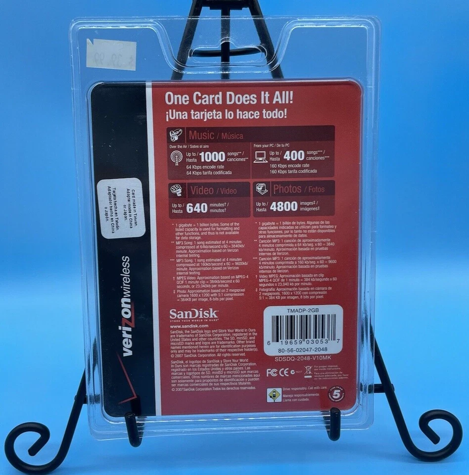 Sandisk 2GB Memory 3 in 1 MicroSD Card with Adapters Verizon Wireless New Sealed - Image 2 of 3