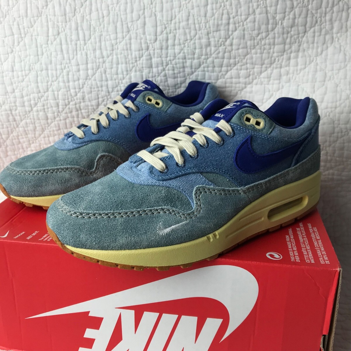 Nike Air Max 1 PRM Shoes Men's SZ 8.5 'Dirty Denim' Mineral Slate