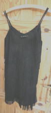 ZARA basic BLACK LAYERS OF FRINGE KNEE LENGTH DRESS EUR S CHARLESTON STYLE