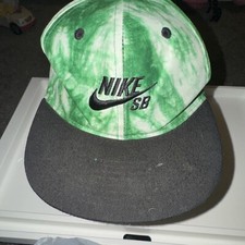 Nike SB Hat Tie Dye Snapback Baseball Cap Youth Green/white/black Rare