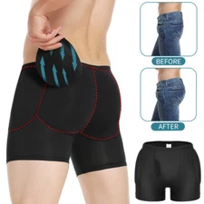 Men Bum Lifter Shapewear Body Shaper Boxer Padded Underwear Tummy Control Shorts