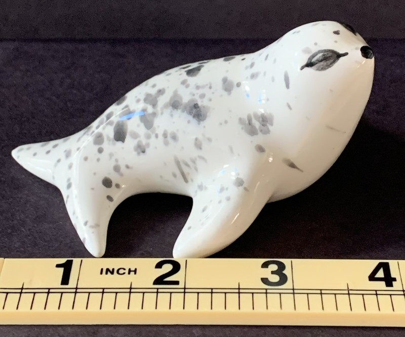 Vintage Joni Canada Ceramic Spotted Seal Figurine Hand Painted