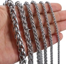 45-96cm Stainless Steel Silver Wheat Spiga Chain 10/8/5/3mm Necklace Bracelet UK