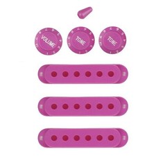 Deep Pink Electric Guitar Acce. Set 3pcs Pickup Cover+3pcs Knobs+Switch Tip