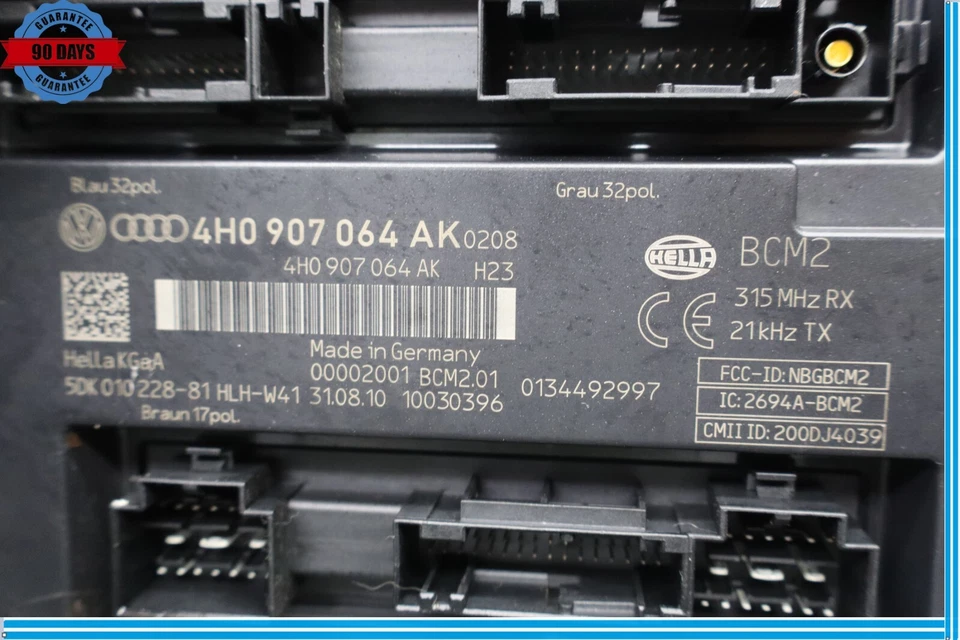 11-17 Volkswagen VW Touareg Body Control Module BCM Black 4H0907064 Oem - Image 4 of 4