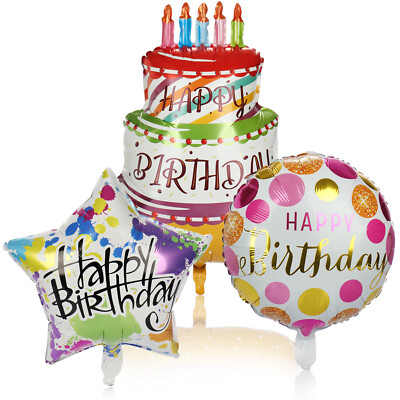 3x Folien-Ballon ''Happy Birthday'' - Ballons in drei Designs - Geburtstasdeko