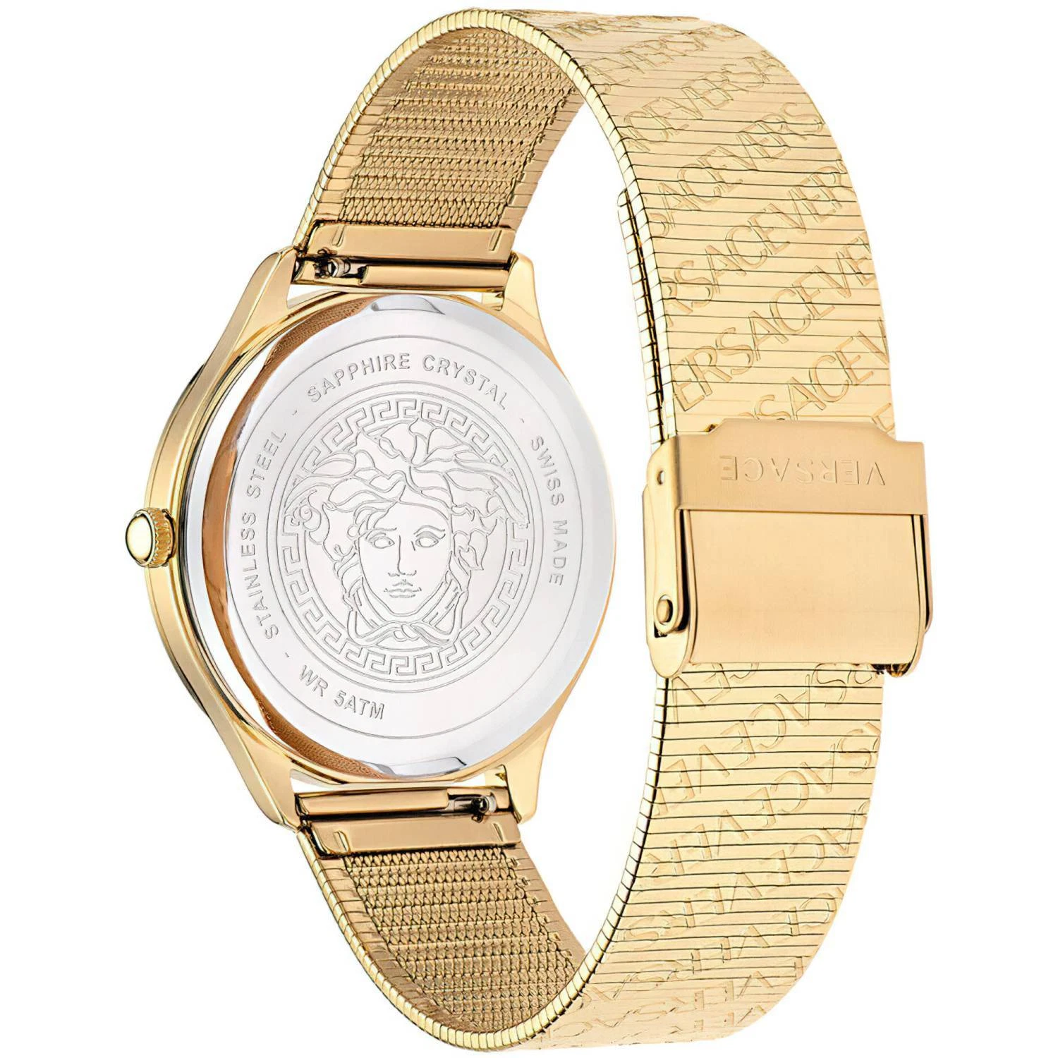 VERSACE Orologio da polso donna Versce 38 mm LOGO HALO cinturino giallo ed extra melanese VE2O00