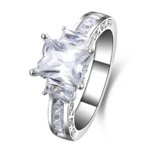 2.5CT EMERALD CUT CZ 925 STERLING SILVER WEDDING RING WOMEN'S SIZE 5,9,10 SS1819