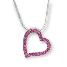 Heart Pendant Made With Swarovski Crystal Pink Gift Love New Necklace 18" Chain