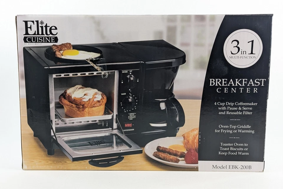 Maxi-Matic Elite 3-in-1 Breakfast Station – Toaster Oven Griddle EBK-200 - NEW - Image 3 of 4