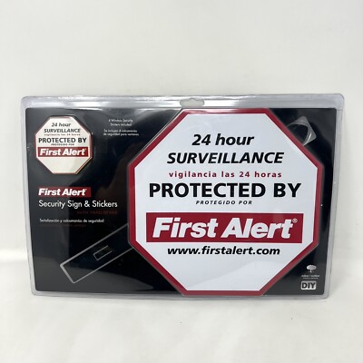 First Alert Security Sign And Stickers W/ Yard Stake S23-2646-000 NEW In Box