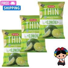 H‑E‑B Thin Potato Chips – Limón 9 oz (3 bags)