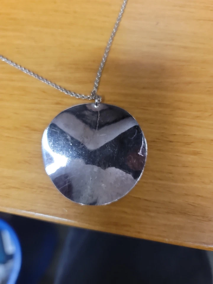 Raro Ippolita Plata Esterlina Glamazon Gran Disco Ondulado Colgante Collar 20" 925 Foto 4 de 4