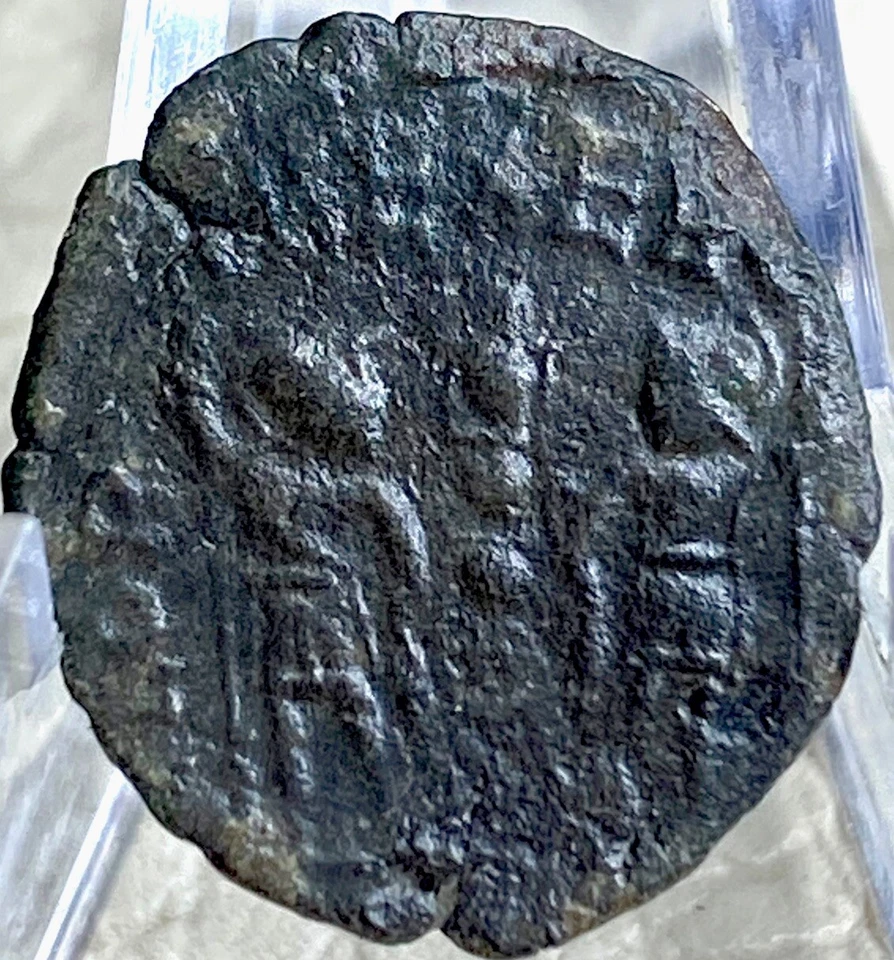 2 Roman Soldiers Ancient Coin 337-342 AD Emperor Constans Genuine Nice Details - Image 2 of 4