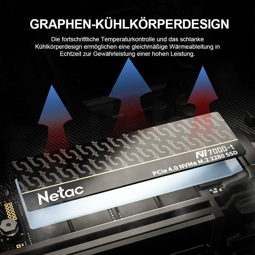 512GB Netac SSD Festplatte PCIe4.0 NVMe M.2 2280 7000MB/S Interne Festplatte PS5 - Afbeelding 4 van 11