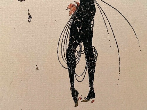 ART DECO VINTAGE STYLIZED FIGURE PORTRAIT STUDY GOLD DETAIL MIXED MEDIA PRINT - Picture 6 of 12