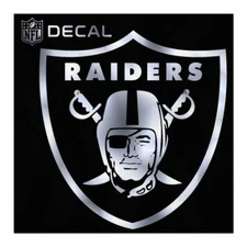 LAS VEGAS RAIDERS DIE-CUT METALLIC CHROME DECAL 6"X6" FOR WINDOWS HIGH QUALITY