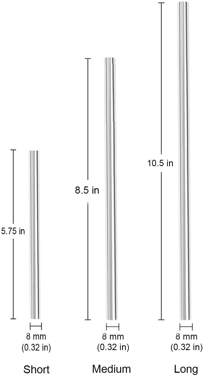 Ezprogear Metal Stainless Steel Wide Straws with Silicone Tips Collapsible Straw