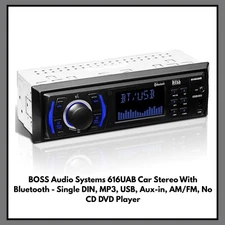 BOSS 616UAB Car Stereo Bluetooth USB MP3 AM/FM AUX Single DIN No CD/DVD