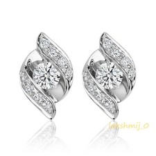 14K White Gold Finish 1.75CT Round Cut VVS1 Diamond Fancy Stud Jewelry Earrings