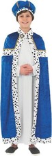 Kids Blue Wise Man Costume S - XL Boys Christmas Nativity Three Kings Robe  Hat