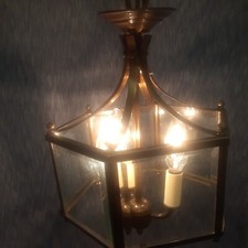 MIDCENTURY AMERICAN LANTERNCO TRADITIONAL HALLWAY ENTRANCE CEILING LAMP 6 PANEL 
