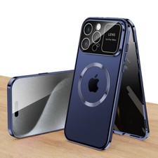 For iPhone 16 15 14 13 12 Privacy Screen Magnetic Metal Bumper Mag Safe Case