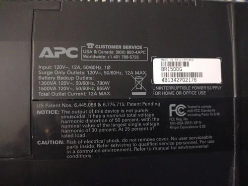 APC BR1500G Back-UPS Pro 1500 VA 10 outlets cut Power wire with OEM APC Battery - Picture 11 of 24