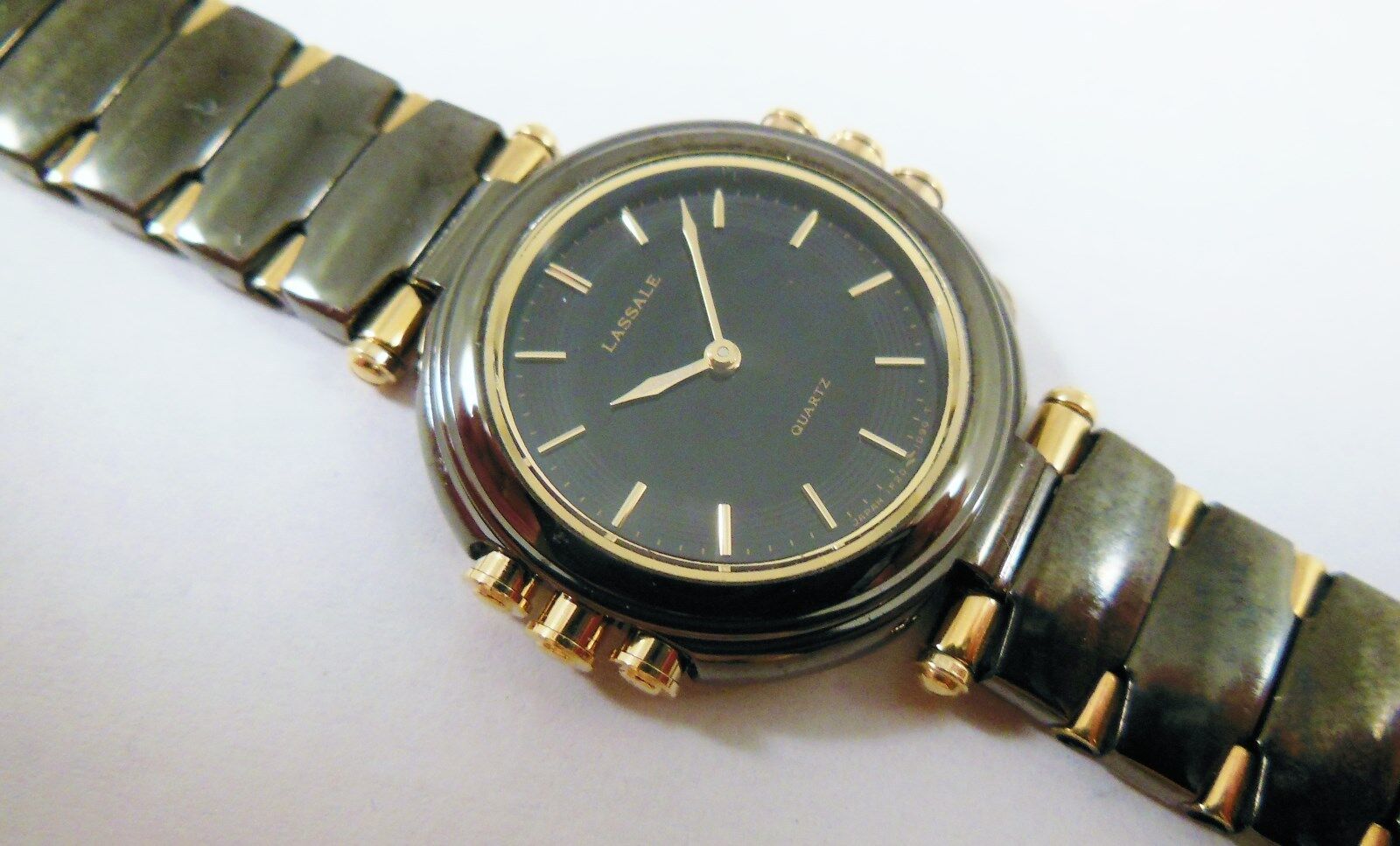 Lassale by Seiko Two-Tone Black & Gold Metal 1F20-1D90 Sample Watch NON-WORKING 