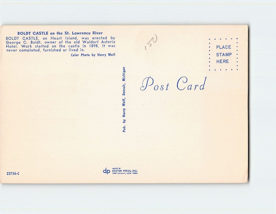 Postcard Boldt Castle Heart Island St. Lawrence River Thousand Islands