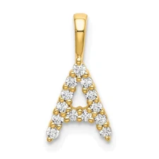 0.14Ct Lab Grown Diamond Letter A Initial Pendant 14K Yellow Gold (VS/SI, GH)