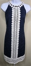 Michael Kors Navy Embroidered Sheath Dress Sleeveless Women’s 4 Excellent