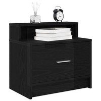 Nachttisch Mit Schublade Schwarz Eichen-Optik 51X31X47 Cm