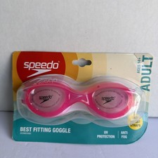 Speedo Adult Boomerang Swim Goggles Pink Anti Fog UV Protection Flex Fit New
