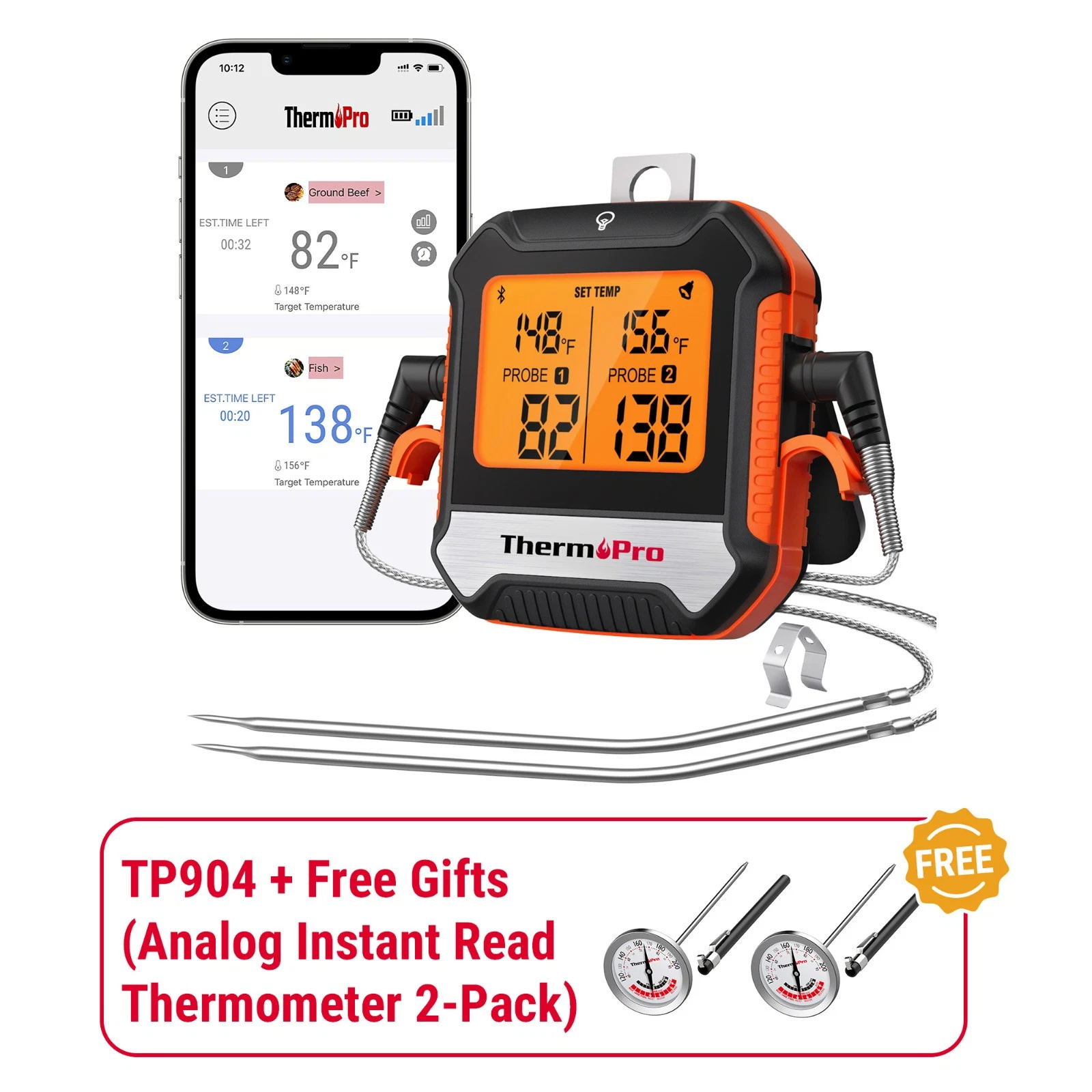 ThermoPro Bluetooth Meat Digital Thermometer Wireless with 2 Probes for BBQ Oven
Opens in a new wind
