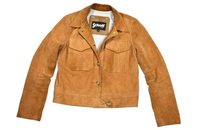 Chaqueta de cuero Schott NYC para mujer marrón gamuza cabra talla S - Imagen 1 de 4
