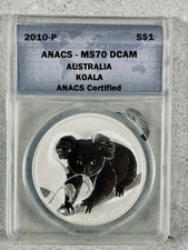 2010-P $1 Australia 1 oz Silver Koala ANACS MS70 DCAM